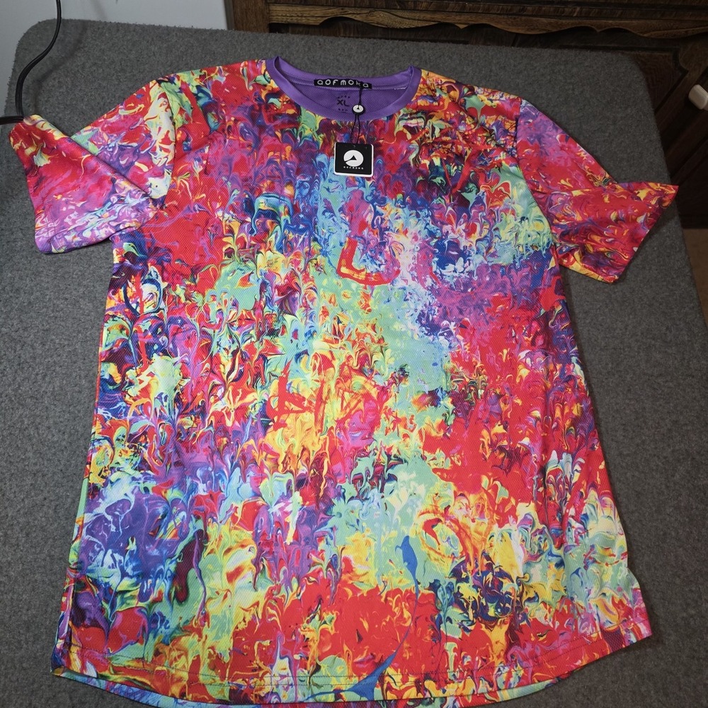 aofmoka Neon UV Glow Blacklight Art T-Shirt Xl L2